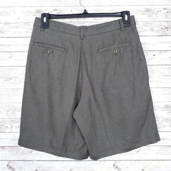 Eddie Bauer Mens Linen Golf Shorts 32 Waist Pleated Taupe 469 - Picture 2 of 4
